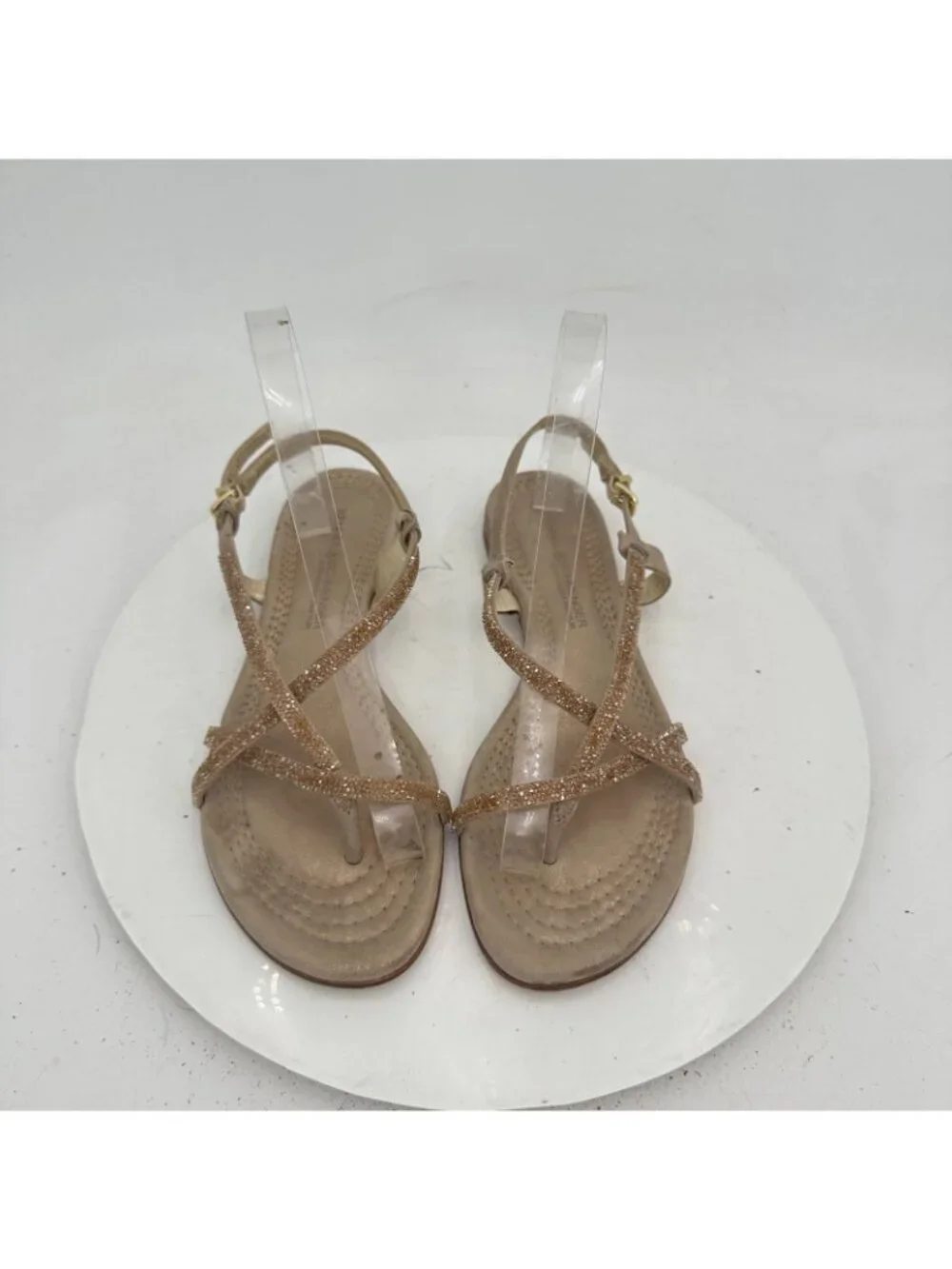 Kennel & Schmenger Womens Size 5 Gold Strappy Metallic Sling Back Flat Sandal